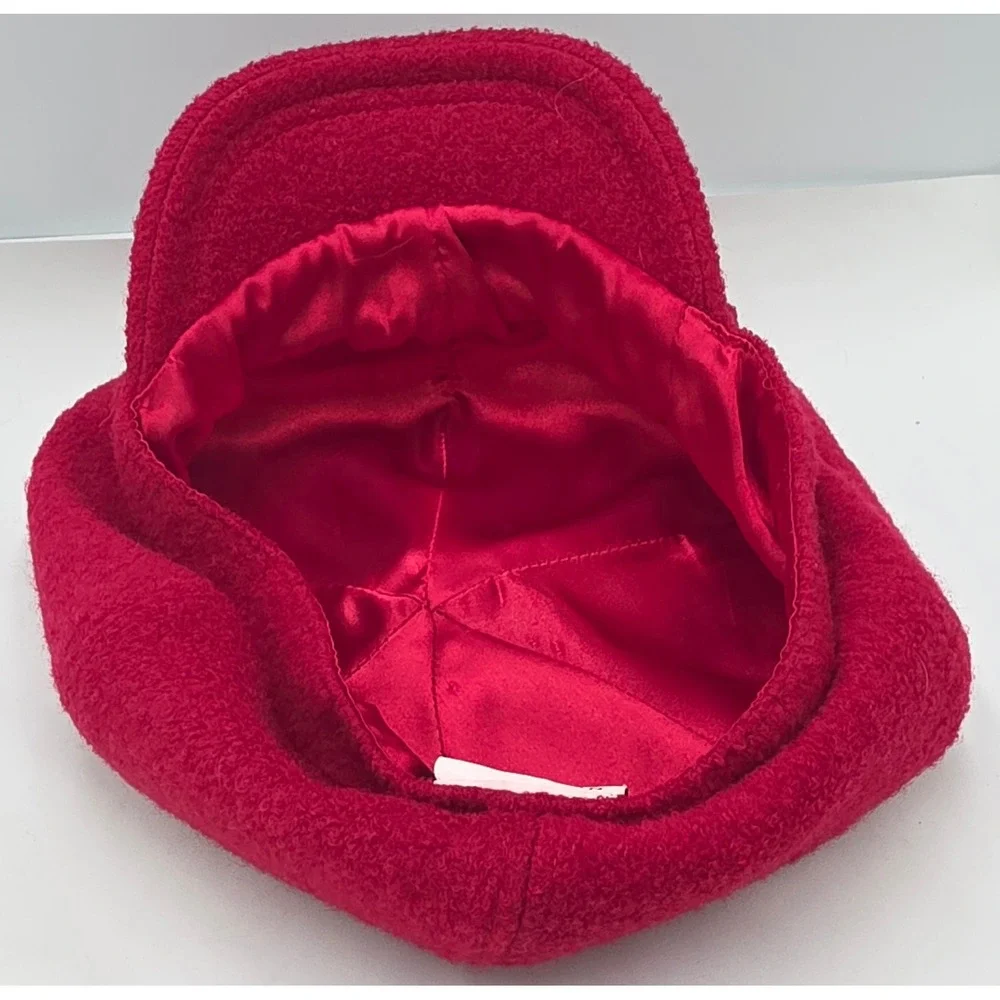 Nine West Newsboy Cap Womens OS Red Excellent Wool Blend Baker Boy Hat